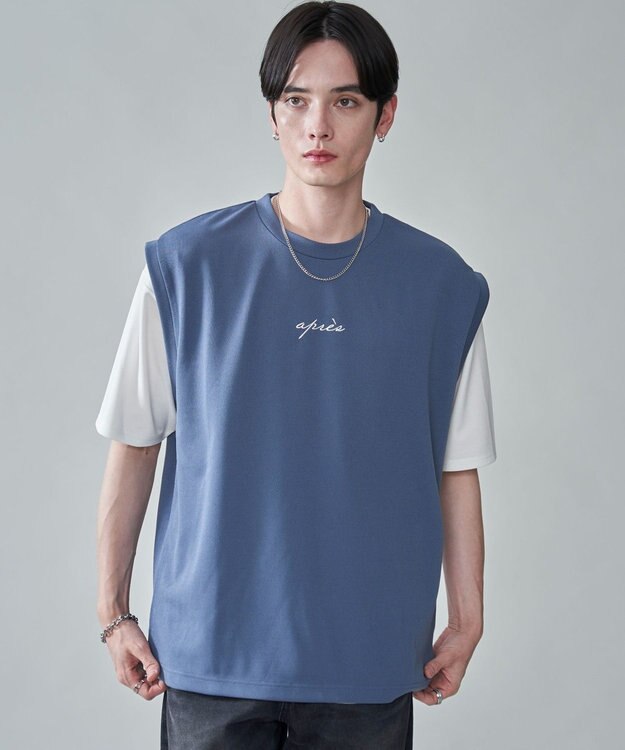 WEGO 【２点セット/ベスト×Tシャツ】アンサンブルベスト（SS） ブルー
