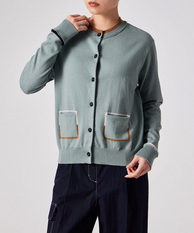 Paul Smith アクセントカラー カーディガン グレイッシュブルー