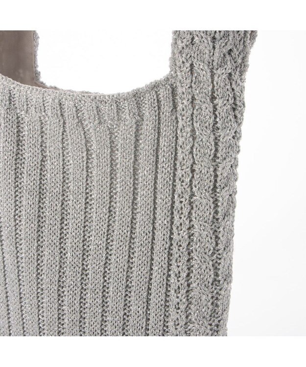 UNBILLION カシュカシュ cachecache / ケーブル編みラメショッパーミニトート シルバー