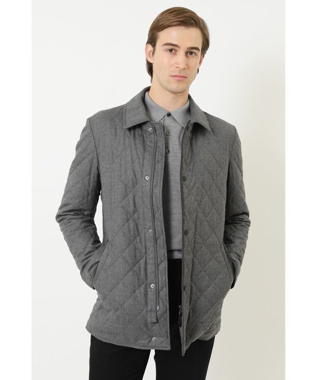 DAKS ウールフラノステンカラージャケット グレー