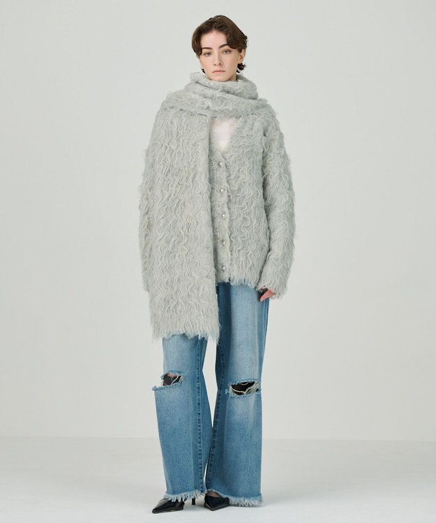 GRACE CONTINENTAL シャギーニットストール ライトグレー