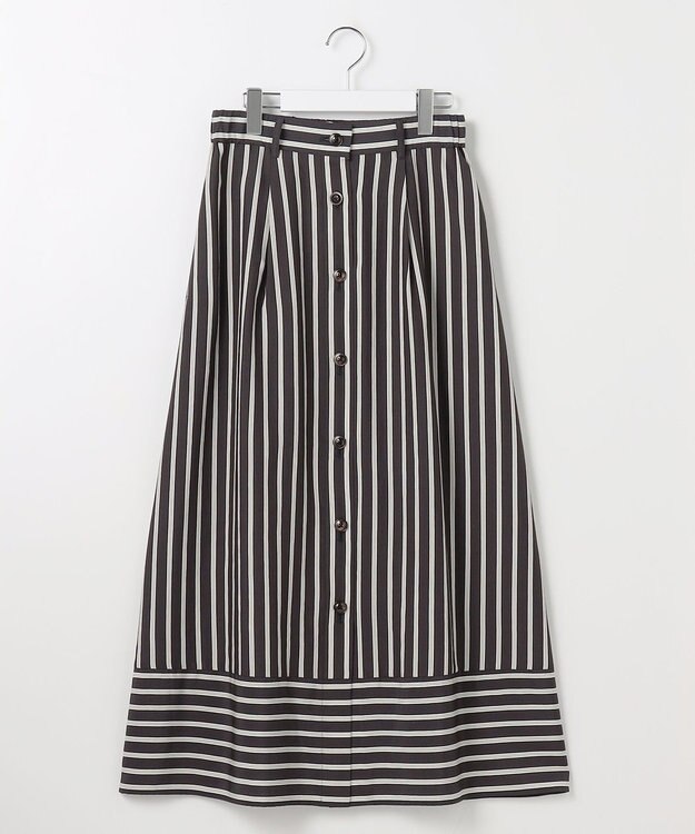 自由区 L ビスコースナイロンドビーストライプ スカート ブラウン系