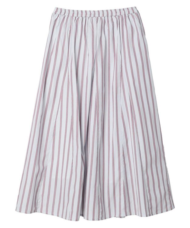 earth music&ecology ポプリンフレアスカート Stripe Sax