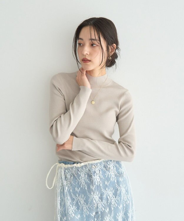 YECCA VECCA ハイネックリブニット Beige