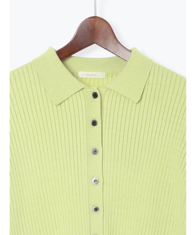 Te chichi ポロカラークロップトカーディガン グリーン