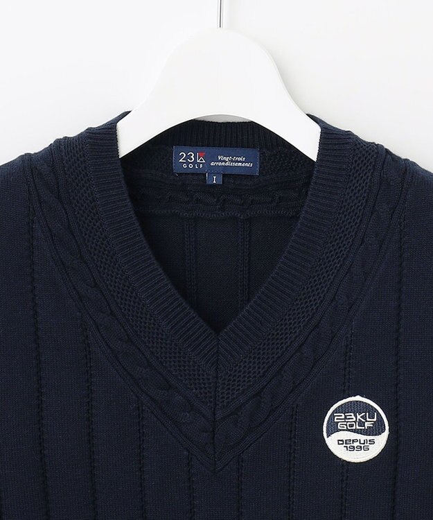 23区GOLF 【WOMEN】コットンアクリル ニットベスト ネイビー系