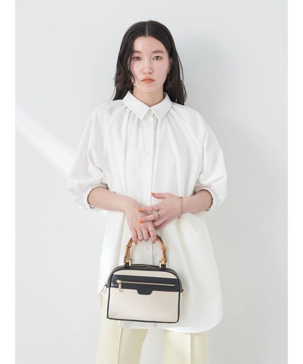 earth music&ecology パフスリーブチュニックブラウス Off White