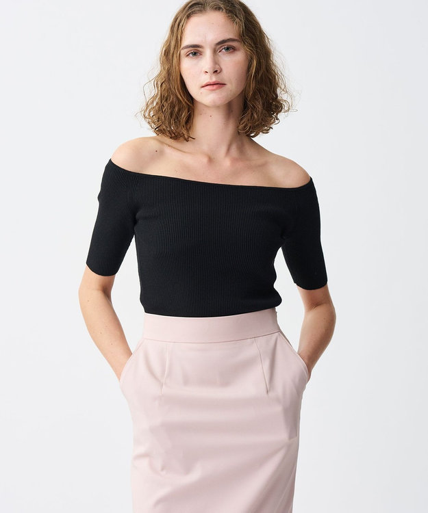 uncrave リネンニット オフショルトップス ブラック