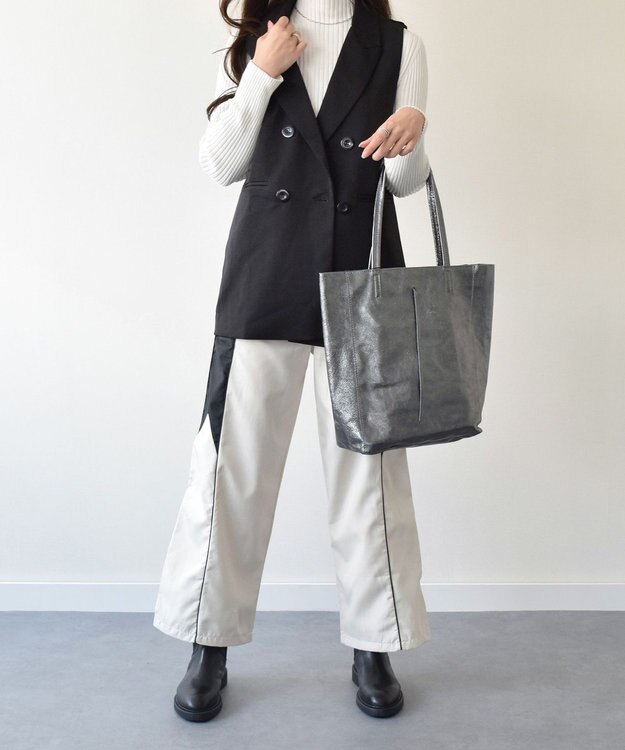 INTER-CHAUSSURES 【ANDREA CARDONE ITALI】メタリックレザートートバッグ グレー