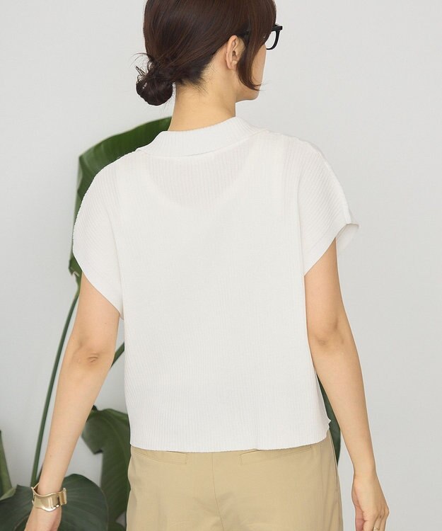 AMERICAN HOLIC フレンチスリーブリブニットポロ Off White