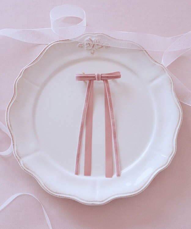 Maison de FLEUR ピンクマニアレイヤードリボンバレッタ Pink Beige