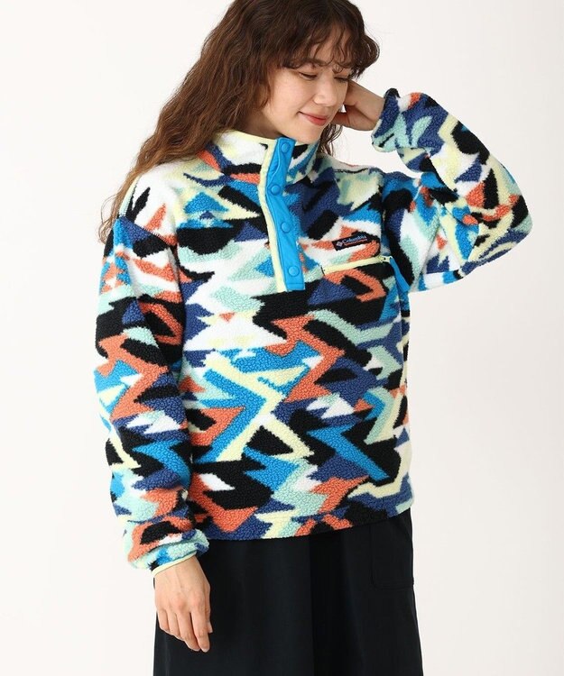 Columbia Columbia/ ウィメンズヘルベチアII プリントクロップドハーフスナップフリース /コロンビア Compass Blue Reflections、 Compass Blue、