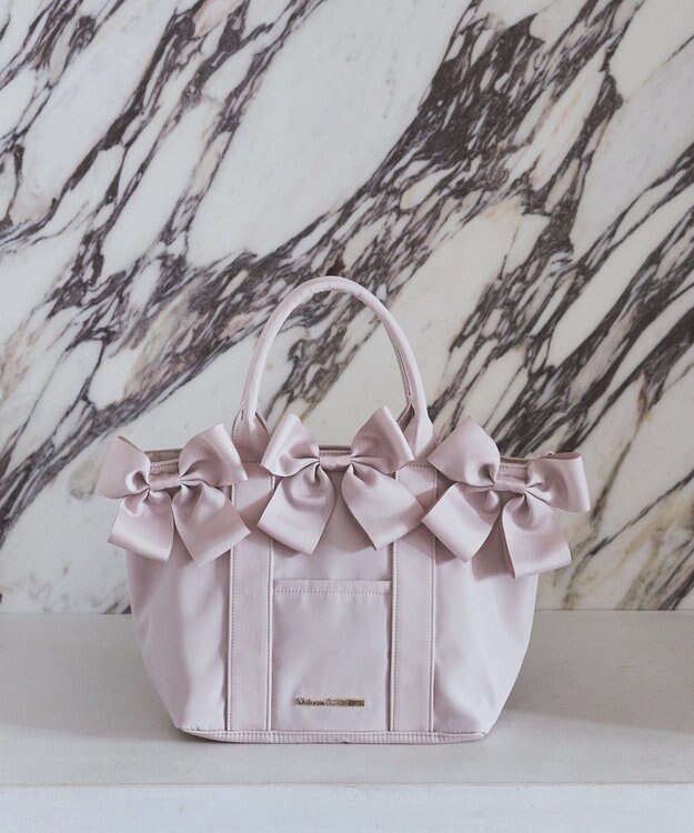 Maison de FLEUR ボリュームリボン2Wayトートバッグ Grayish Pink