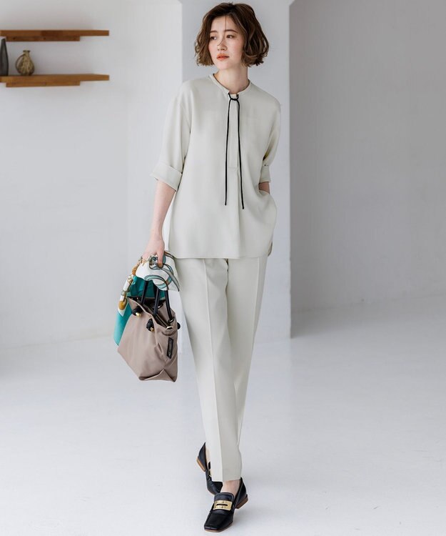 23区 S 【Oggi・CLASSY.掲載】ストレッチジョーゼット テーパード パンツ ベージュ系