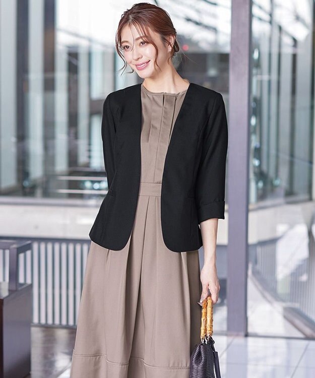 Tiaclasse 【吸水速乾・接触冷感・UVケア・防シワ・洗える】カチオンカラーレスジャケット ブラック