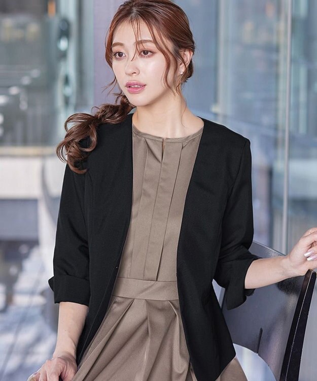 Tiaclasse 【吸水速乾・接触冷感・UVケア・防シワ・洗える】カチオンカラーレスジャケット ブラック