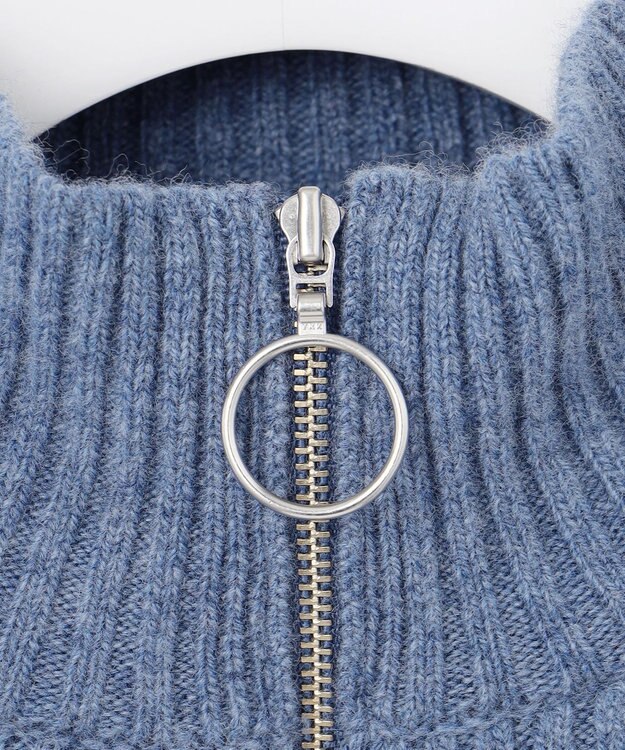 J.PRESS YORK STREET 【UNISEX】ウールカシミヤ ハーフジップニット ダルブルー系