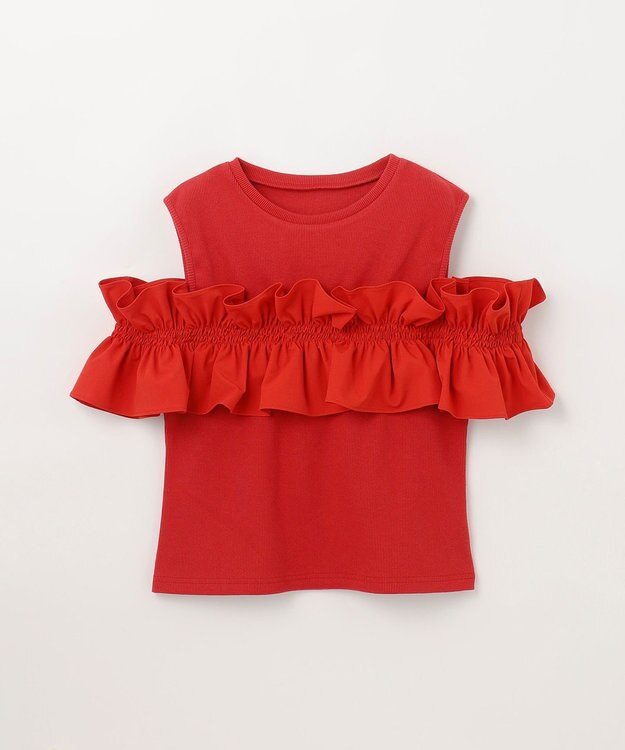 GRACE CONTINENTAL フリルリブカットトップ レッド