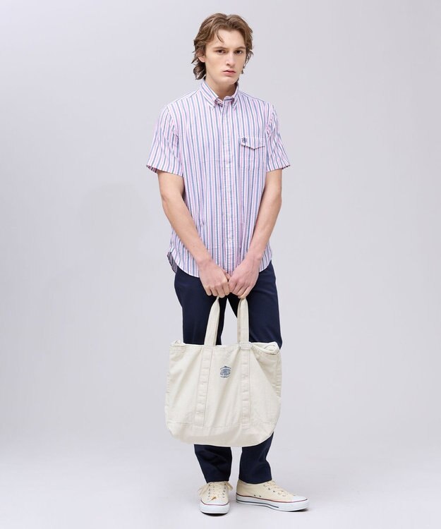 J.PRESS MEN 【Aero Weave】クールマックスサッカー ストライプ シャツ / B.D. ピンク系1