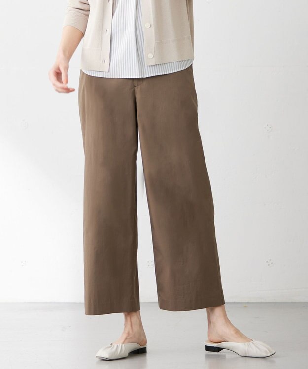 J.PRESS LADIES S 【洗える】ウェザーバイオエアフロー ワイド パンツ ブラウン系