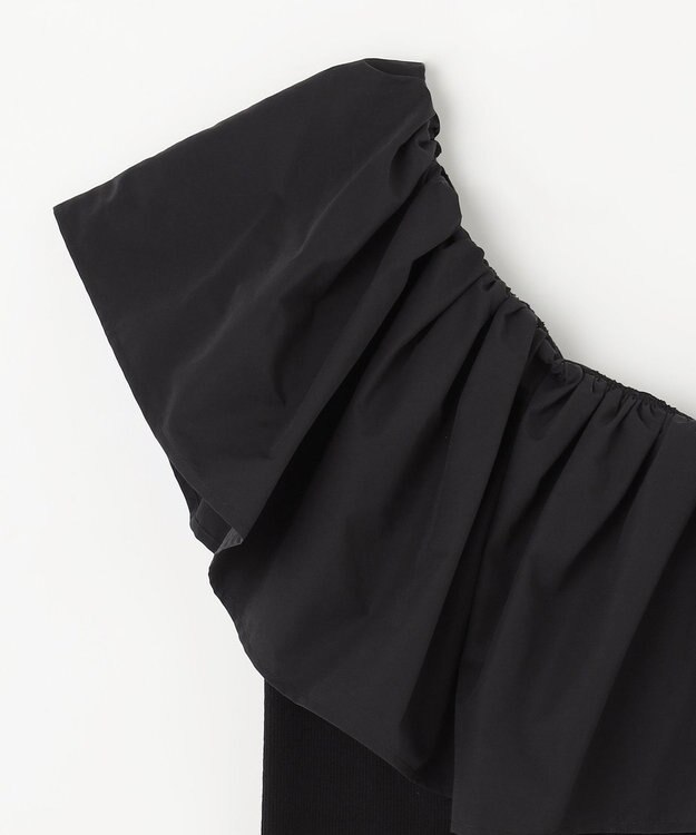 NAVE 【Nave・洗える/撥水/ストレッチ素材】ライトタフタ ワンショルダーブラウス ブラック系