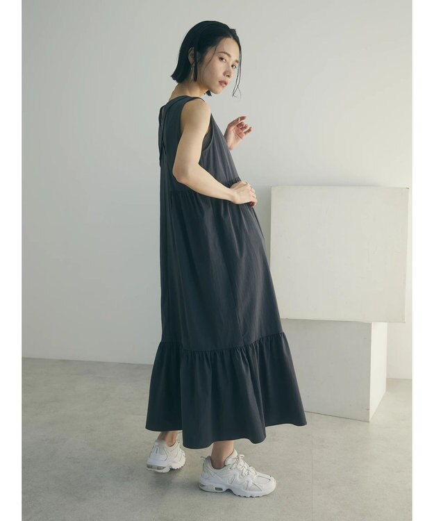 Green Parks armonia.バッククロスワンピース Charcoal Gray