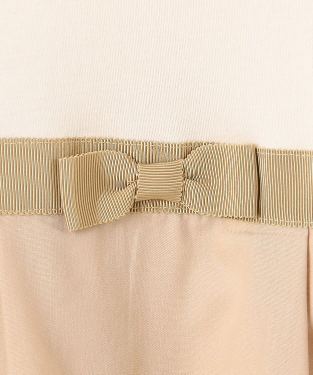 組曲 KIDS 【110-140㎝】フラワーパネルボーダー ワンピース ベージュ系