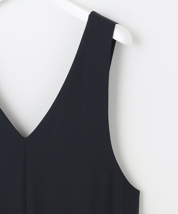 J.PRESS LADIES L 【洗える・イージーケア・UVカット・接触冷感】 ストレッチバックサテンジョーゼット ジャンパースカート ネイビー系