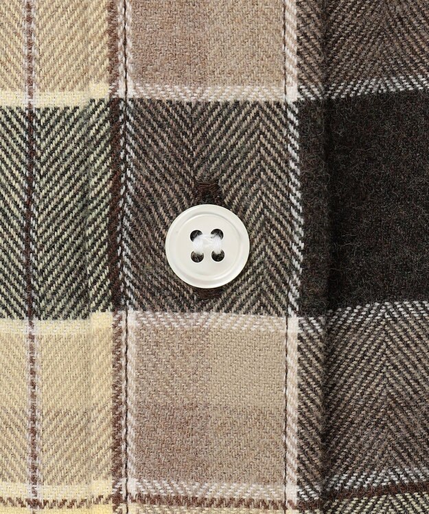 23区 CANCLINI メルトン バンドカラーシャツ キャメルチェック