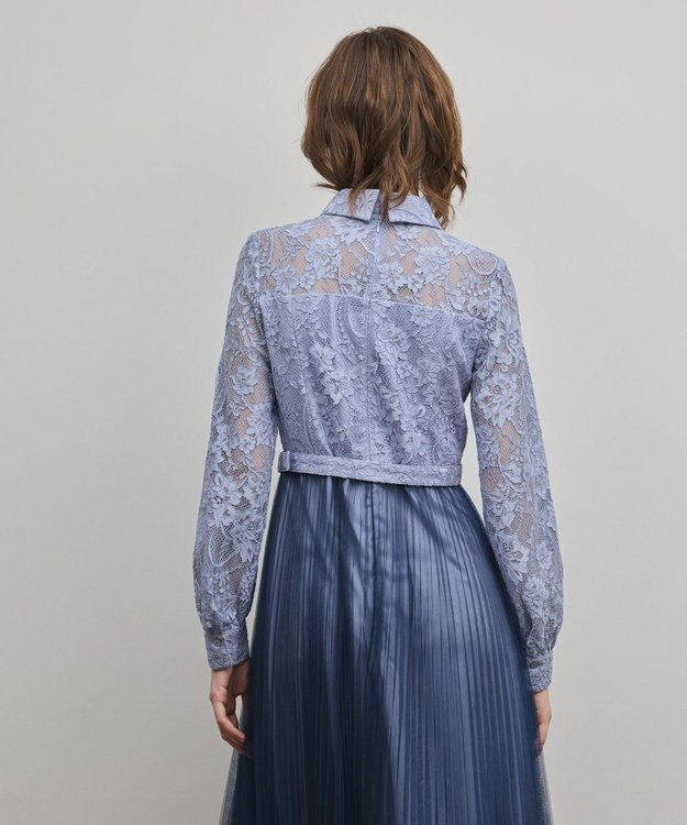 GRACE CONTINENTAL コードレースプリーツワンピース ブルー