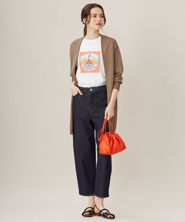 自由区 【洗える】VINTAGE PHOTO Tシャツ オフ×オレンジ系