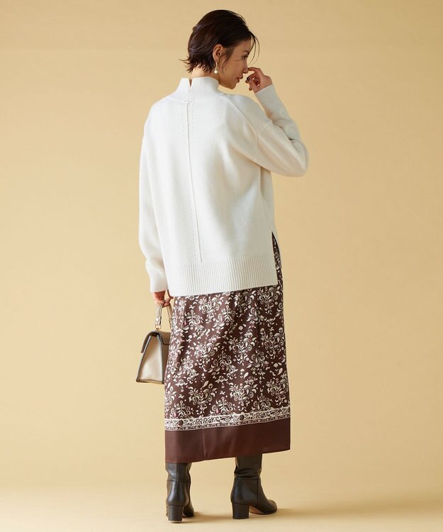 自由区 S 【ウエストゴム・洗える】ERICAパネルプリント スカート ココア系