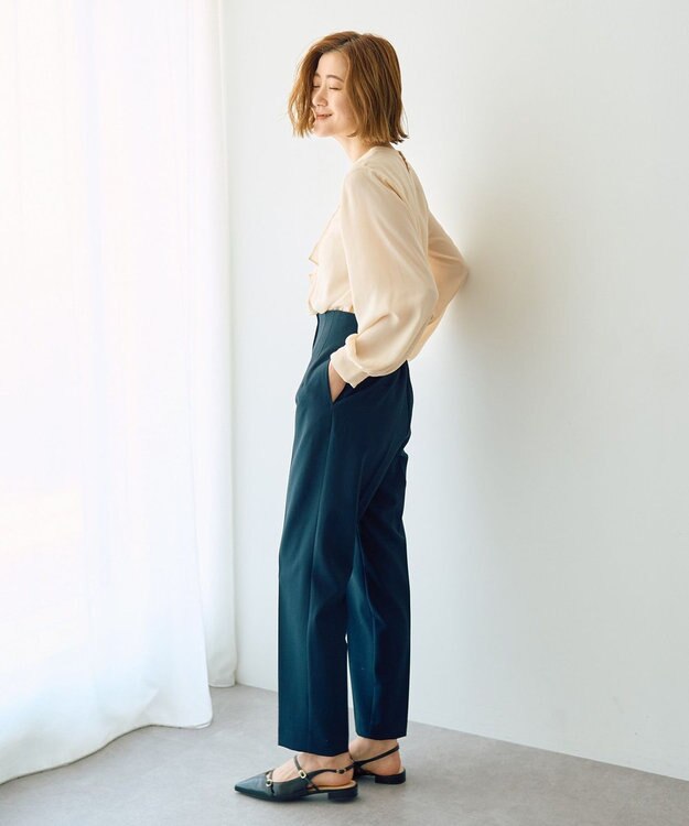 YECCA VECCA パールブローチ付きボウタイブラウス Ivory