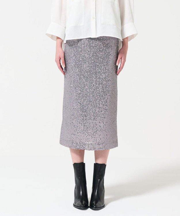 GRACE CONTINENTAL スパンコールタイトスカート グレー