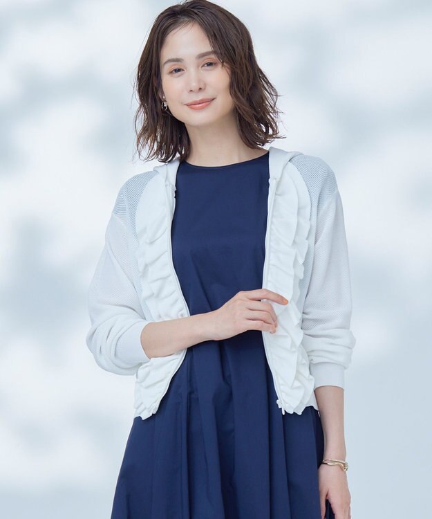 組曲 【WEB限定】  シアーニットフリルパーカー アイボリー系