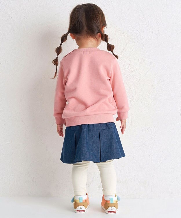 MIKI HOUSE HOT BISCUITS 【70-120cm】【Everyday Series】ワンポイント くすみカラー裏毛パイルトレーナー サーモンピンク
