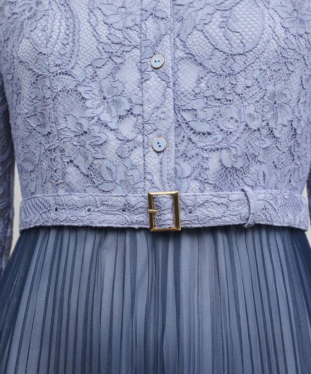 GRACE CONTINENTAL コードレースプリーツワンピース ブルー