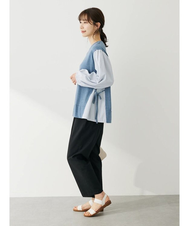 Green Parks 綿麻混イージーテーパードパンツ Black