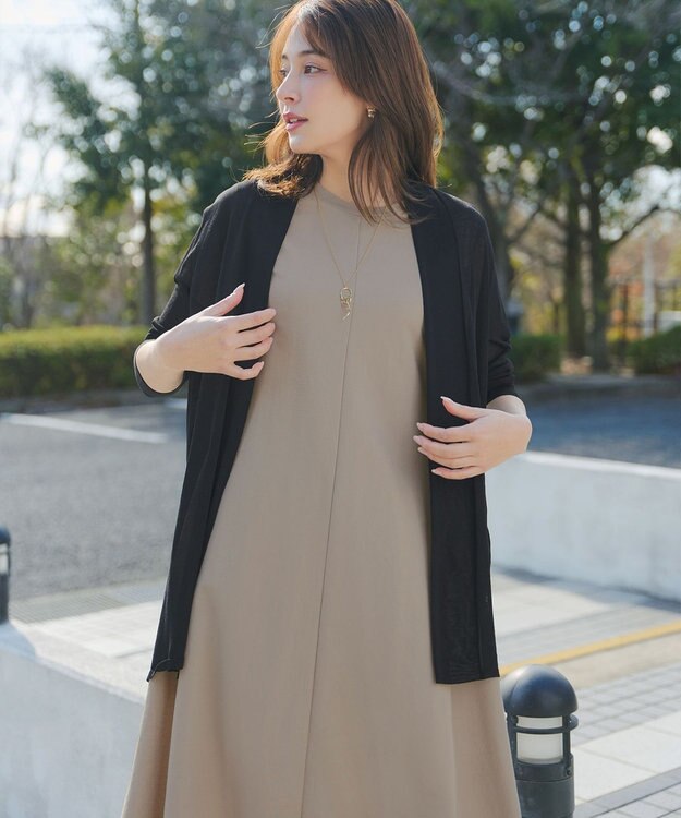 Tiaclasse L 【おのののかさん着用】冷凛(ひやりん)カノコAラインフレアワンピース ベージュ