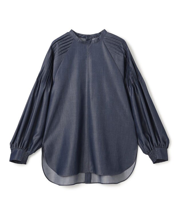 UNFILO シャンブレーデニム ショルダータックブラウス インディゴ