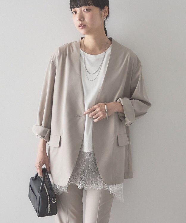AMERICAN HOLIC 【予約】【マルチ機能】ノーカラージャケット Light Beige