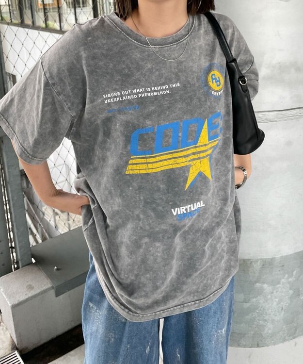 WEGO 【綿100%】ヴィンテージウォッシュグラフィックTシャツ 柄4