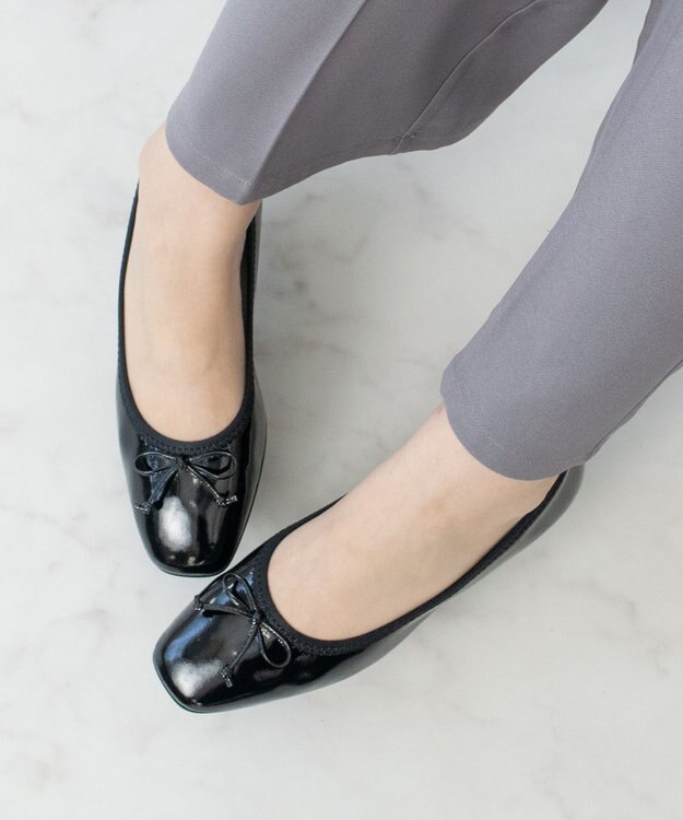 Bridget Birkin ＜3E＞【Bridget Birkin Walk】シンプルリボンバレエパンプス ブラックエナメル