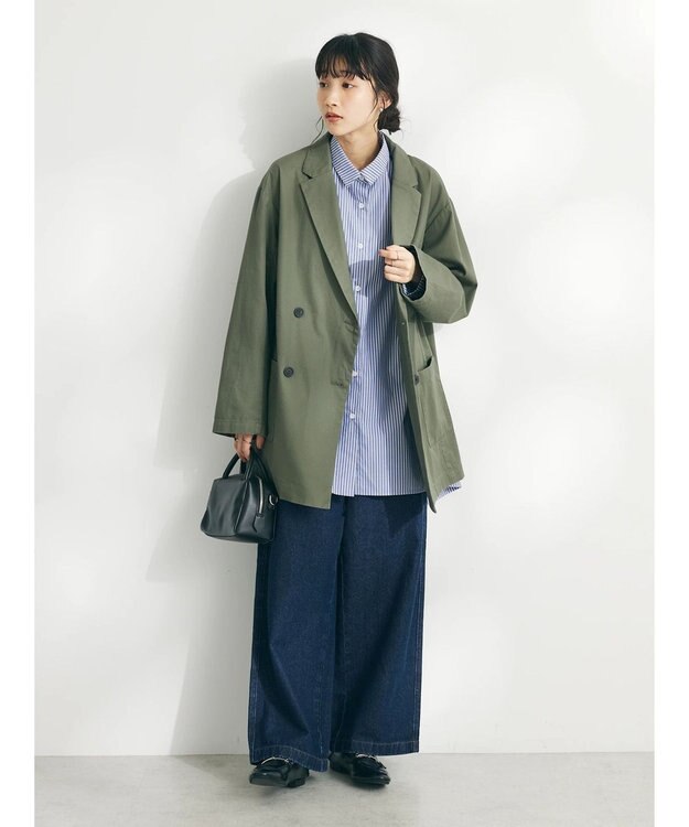 CRAFT STANDARD BOUTIQUE コットンギャバジンＷテーラードジャケット Khaki