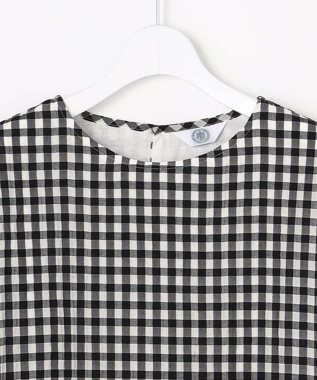 J.PRESS LADIES 【一枚で着映え】シアーギンガム クルーネック カットソー モノトーン系3