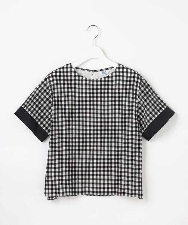 J.PRESS LADIES 【一枚で着映え】シアーギンガム クルーネック カットソー モノトーン系3