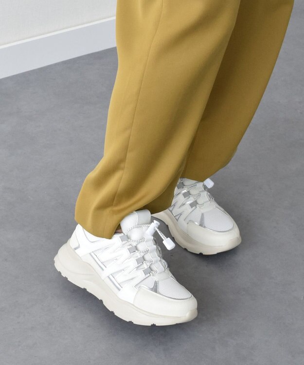 Bridget Birkin 【PARADIS COULEUR】異素材コンビワントーンスニーカー ホワイトコンビ