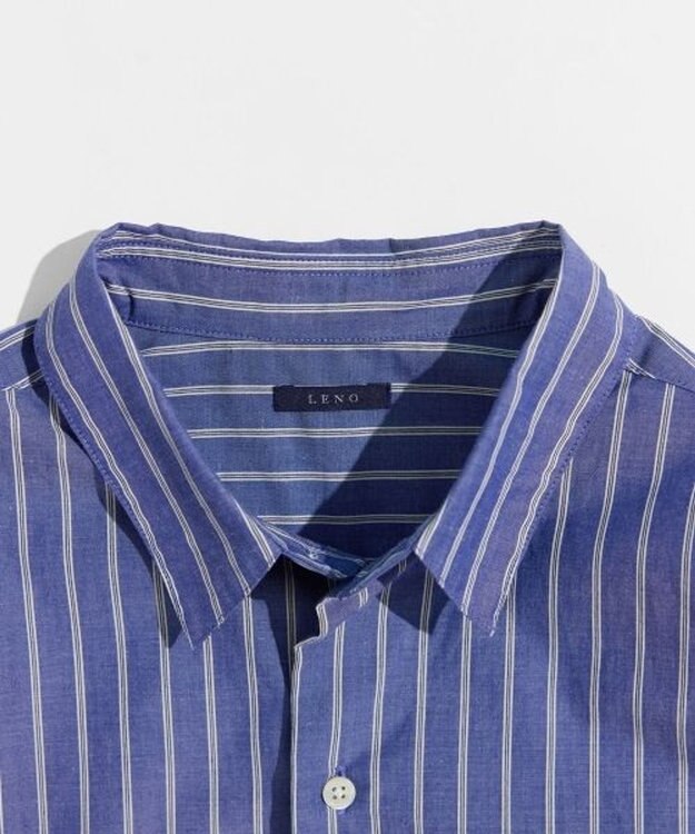 LENO REGULAR COLLAR SHIRTS 《UNISEX》 レギュラーカラーシャツ BLUE STRIPE