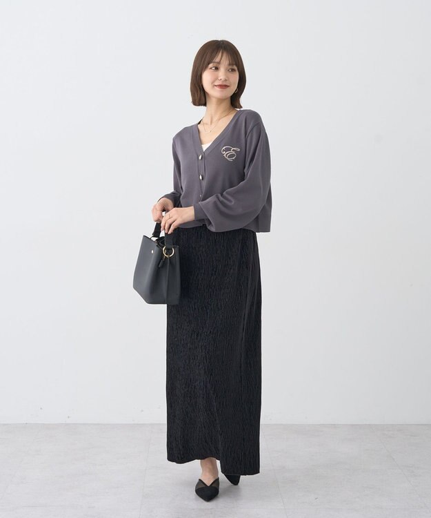 earth music&ecology シャイニーベロアスカート Black