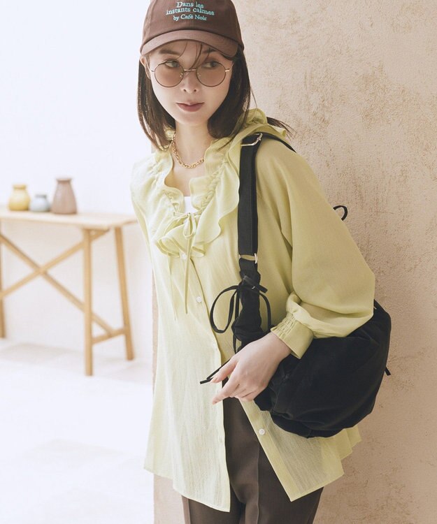 earth music&ecology フリルブラウス Pistachio